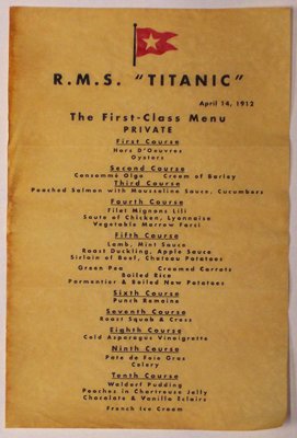 Das letzte First Class-Dinner auf der Titanic.